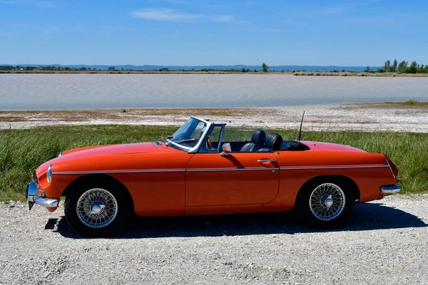 Frauenkirchen Österrike Maj 2021 Vintage Car Mgb Lake Neusiedler See — Stockfoto