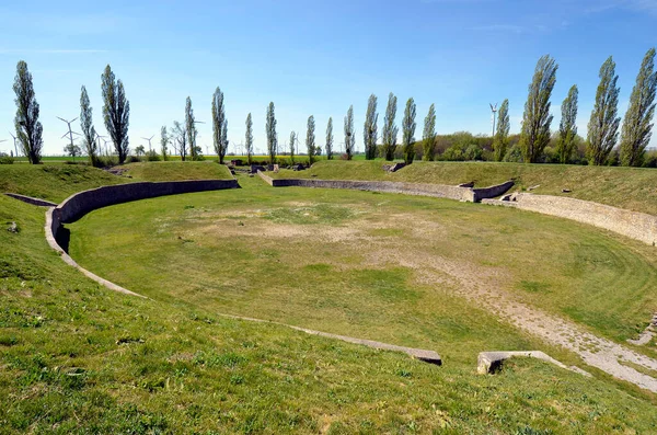 Austria Antico Anfiteatro Nell Fortezza Legionaria Carnuntum Sull Calce Del — Foto Stock