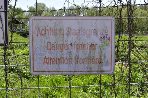 Austria Junta Para Frontera Estatal Puente Histórico Reconstruido Andau Donde — Foto de Stock