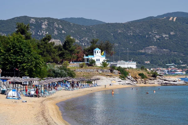 Nea Iraklitsa Grekland Juni 2021 Oidentifierade Människor Njuter Sommardag Stranden — Stockfoto