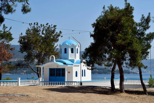 Grecia Capilla Ortodoxa Iraklitsa Mar Mediterráneo —  Fotos de Stock