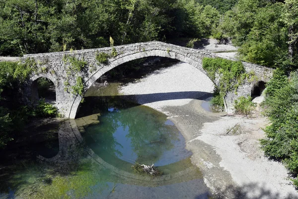 Greece Ancient Stone Bridge Kamber Aga Aka Kamper Aga Reflection — Stock Photo, Image