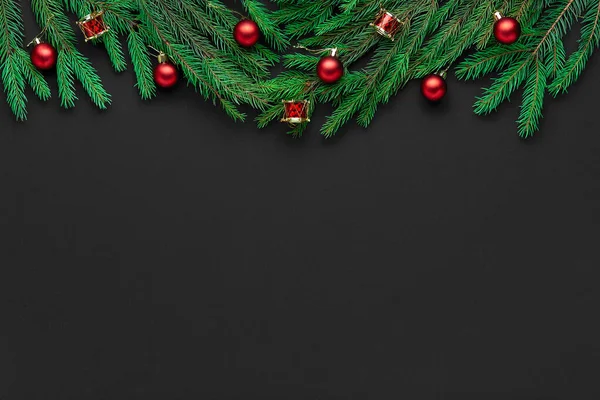 Feliz Natal e Boas Festas cartão de saudação, quadro, banner. Fundo preto. — Fotografia de Stock