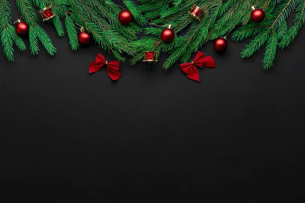 Feliz Natal e Boas Festas cartão de saudação, quadro, banner. Fundo preto. — Fotografia de Stock