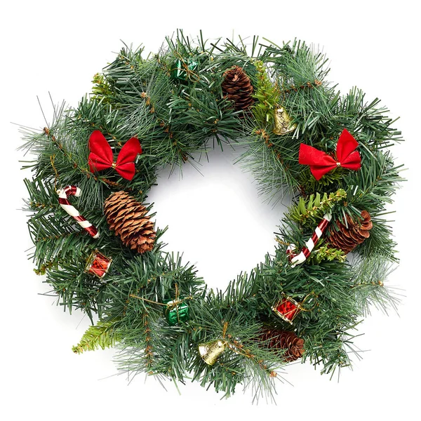 Christmas Wreath Isolated White Background — Stock Photo, Image