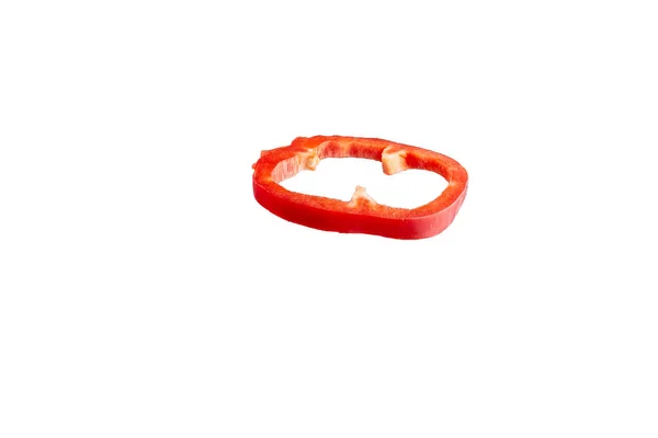 Red Sweet Bell Pepper Slices Isolated White Background Cutout — Stock Photo, Image