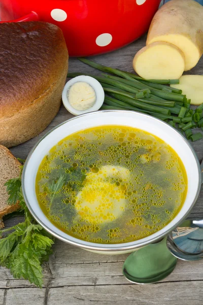 Zupa z pokrzywy, pionowe — Zdjęcie stockowe