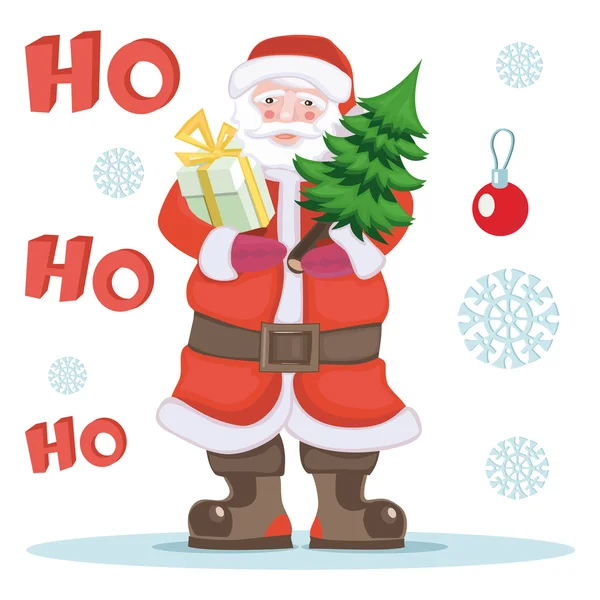 Noel Baba hediye ve Noel ağacı ile.