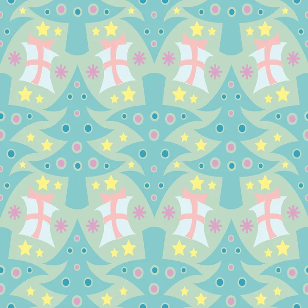 Desen Noel ağaçları, hediyeler, topları, yıldız ve kar taneleri