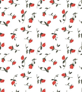 Kırmızı Gül Çiçeği Kusursuz Döndürme Deseni Yazdır