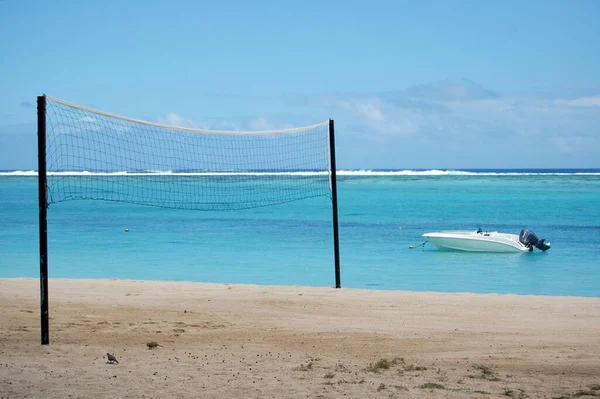 Vista Red Voleibol Playa Tropical — Foto de Stock