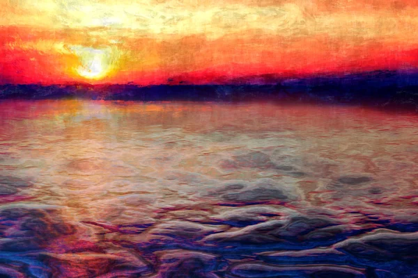 Pintura abstracta puesta de sol —  Fotos de Stock