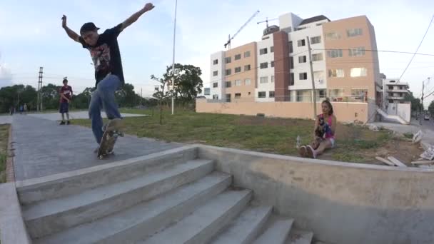 Santa Cruz Sierra Bolivia August 2015 Young Latin Boy Jumps — Stock Video