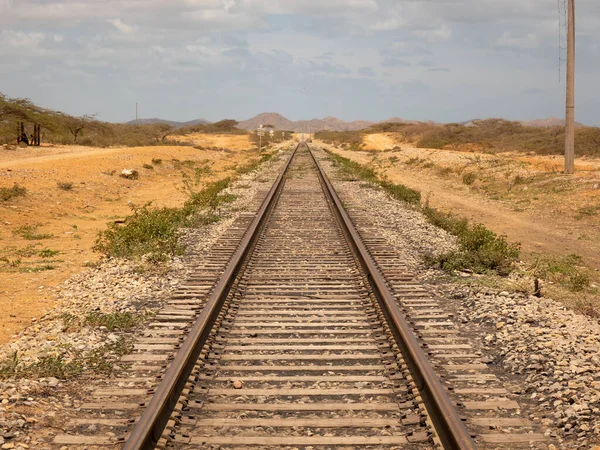 Cerrejon Guajira Kolombiya Daki Büyük Açık Madenin Kömür Yükleme Treni — Stok fotoğraf