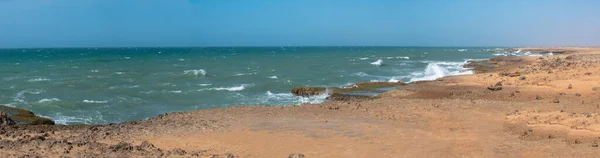 Panoramic View Waves Sea Coming Strongly Shore Lot Foam Punta — Stock Photo, Image