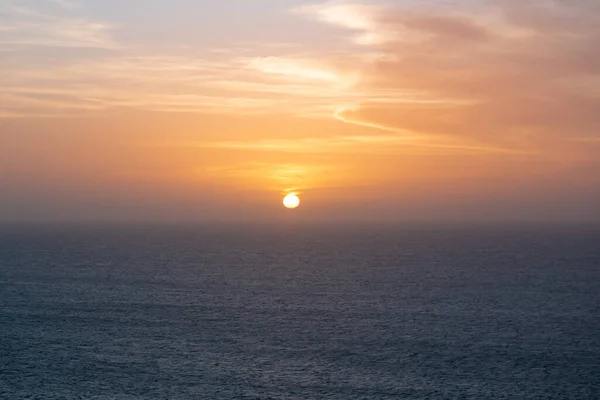 Vista Pôr Sol Mar Céu Laranja Guajira Colômbia — Fotografia de Stock