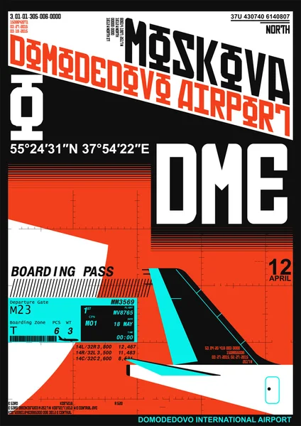 Partida do aeroporto e sinal de chegada na MOSCOW, Stock Vector Ilustração: T-Shirt Design / Print Design / Aeroporto Internacional —  Vetores de Stock