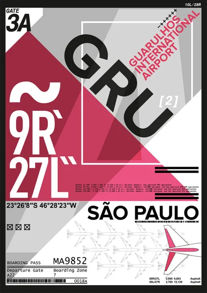 Lotnisko odjazd i przyjazd znak w Sao Paulo, Stock Vector ilustracji: T-shirt Design/Print Design/International Airport Ilustracja Stockowa