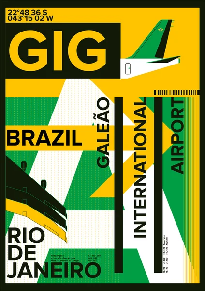 Lotnisko odjazd i przyjazd znak w Rio de Janeiro, Stock Vector ilustracji: T-shirt Design/Print Design/International Airport Ilustracja Stockowa