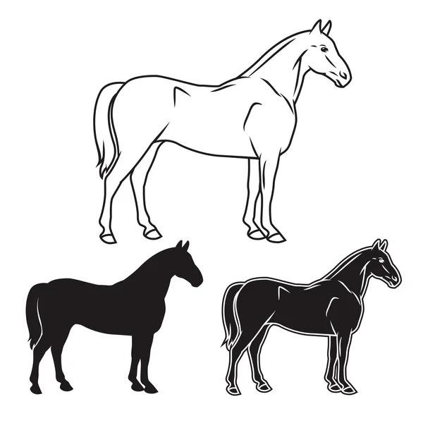 Hand drawn horse set. Vector illustration — Wektor stockowy