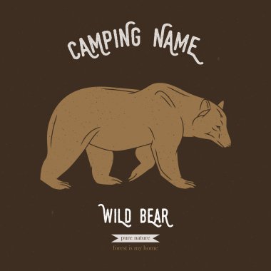 Wild bear vector illustration. European animals silhouettes
