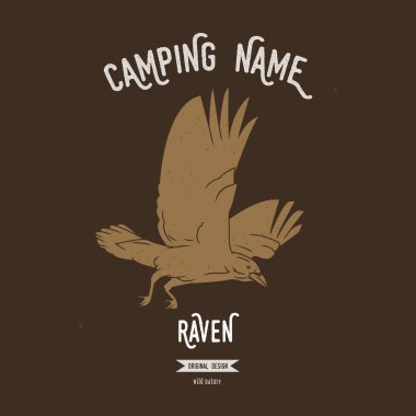 Raven. Karga vektör illüstrasyon. Avrupa hayvan siluetleri