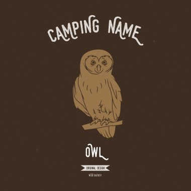 Wild owl vector illustration. European animals silhouettes