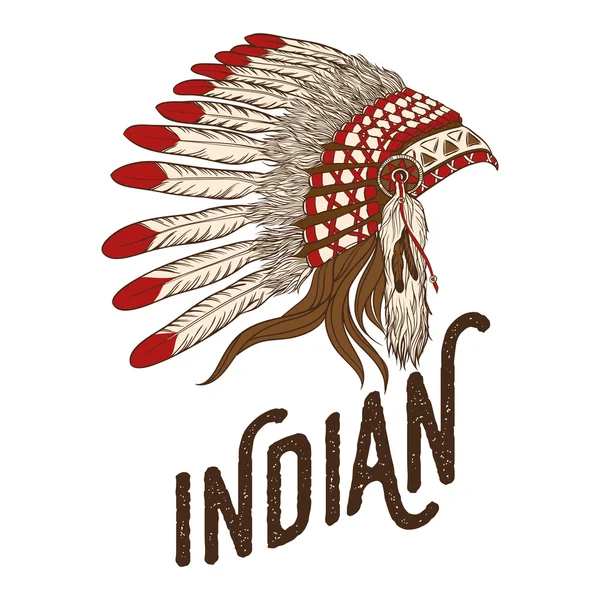 Native american indian chief hoofdtooi. Vectorillustratie. — Stockvector