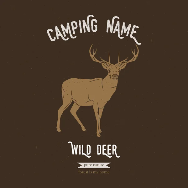 Wild deer vector illustration. European animals silhouettes — Stockvector