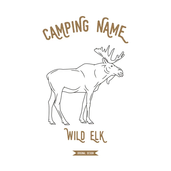 Elk vector illustratie. Europese dieren silhouetten vintage. — Stockvector