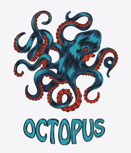 Oktopus handgezeichnete Vektorillustration. farbenfroher Vektor-Oktopus — Stockvektor