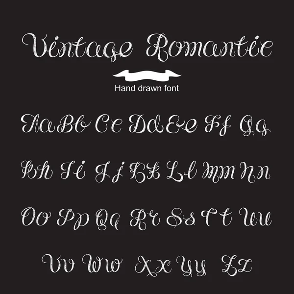 Calligraphie manuscrite police romantique vintage. Lettres blanches — Image vectorielle
