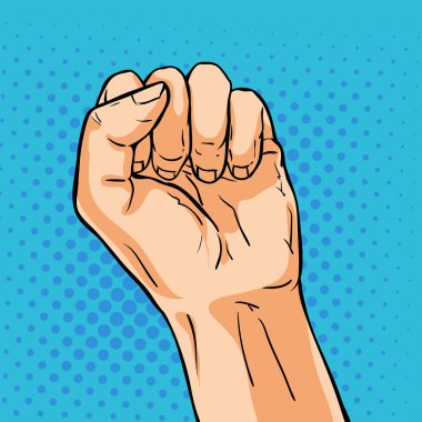 Yumruk jest yapmak. Vektör el pop art comic stilinde