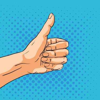 Gibi işareti jest. Vektör el pop art comic stilinde