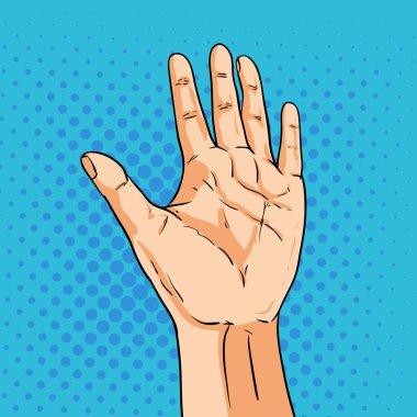 Vektör el. Beş gösterilen parmaklar. Pop sanat komik çizimde