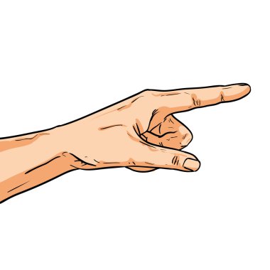 Vektör işaret eden bir ele. Yol gösteren bir parmak. İllüstrasyon