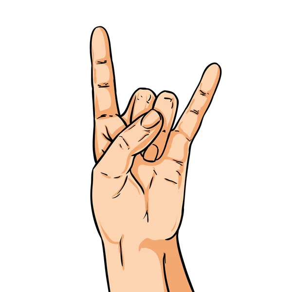 Ręka wektor wtykając rock gest. Ilustracja komiks stylu — Wektor stockowy