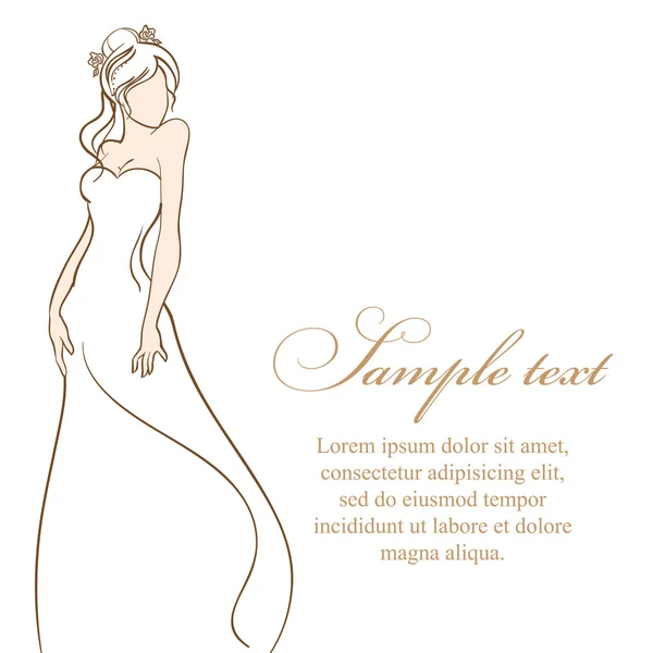 Bride in white dress.Vector illustration — Stock Vector