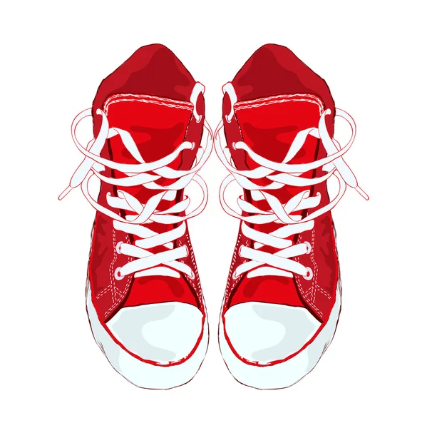 Red sneakers on white background. Vector illustration. — Stock Vector