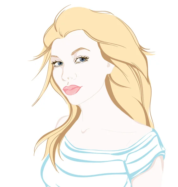 Jolie fille blonde. Illustration vectorielle — Image vectorielle