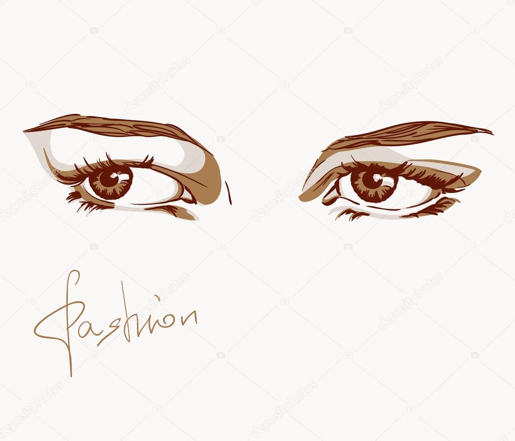 Woman eyes. Fashion illustration in sketch style