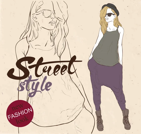 Hipster girl with glasses. Vector illustration Stock Illustration