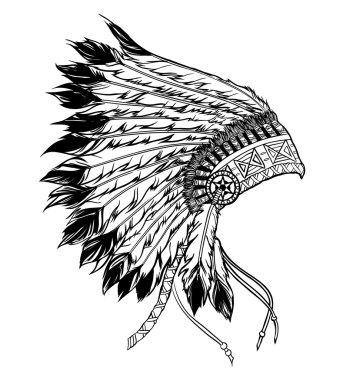 Yerli Kızılderili Şef headdress. Vektör çizim