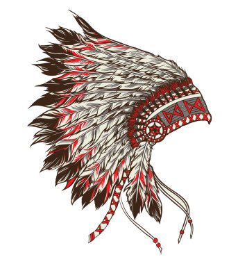 Yerli Kızılderili Şef headdress. Vektör çizim