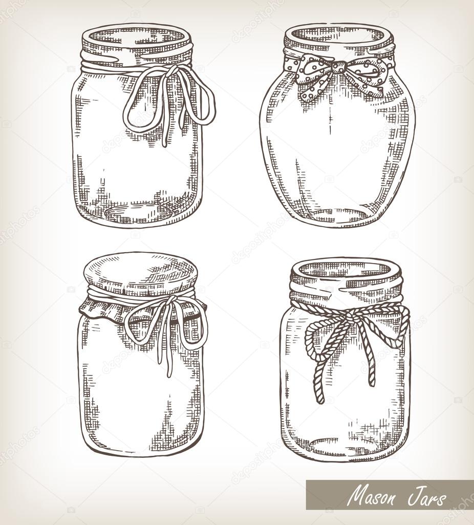 Mason jars set. Vector illustration.