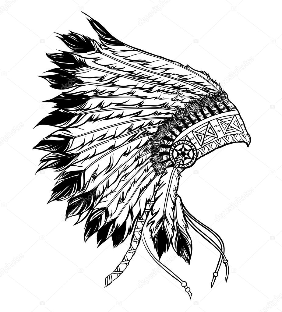 Native american indian chief headdress. Vector illustration