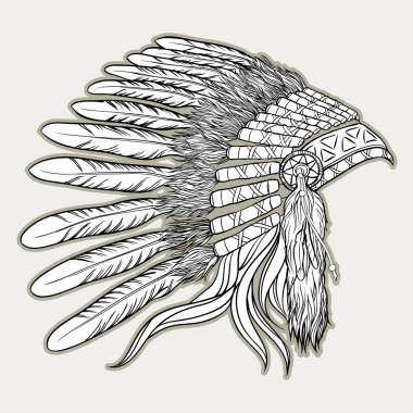 Yerli Kızılderili Şef headdress. Vektör çizim