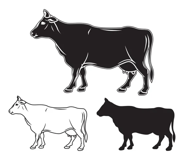 Ensemble de symboles de viande porc, bœuf, agneau, lapin, aquarelle à dessin à la main — Image vectorielle