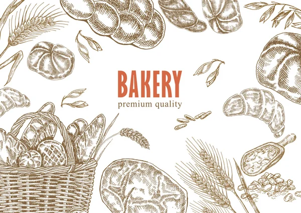 Хлеб дизайн шаблон. Пекарня . — стоковый вектор