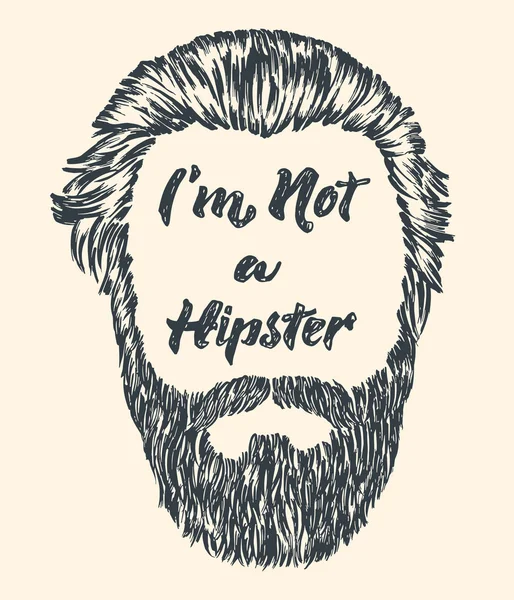 Pelo y barba hipster. Cartel de diseño vintage con texto I 'm not — Archivo Imágenes Vectoriales